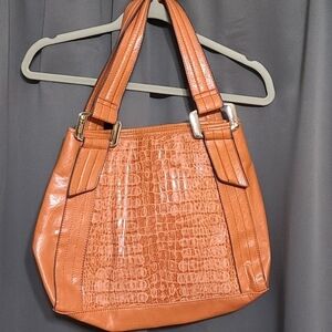 Plum faux alligator skin‎ shoulder bag